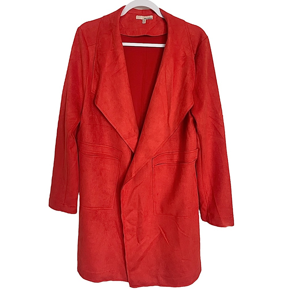 ❤️‍🔥 Red/Orange Suede Blazer Cardigan NWOT